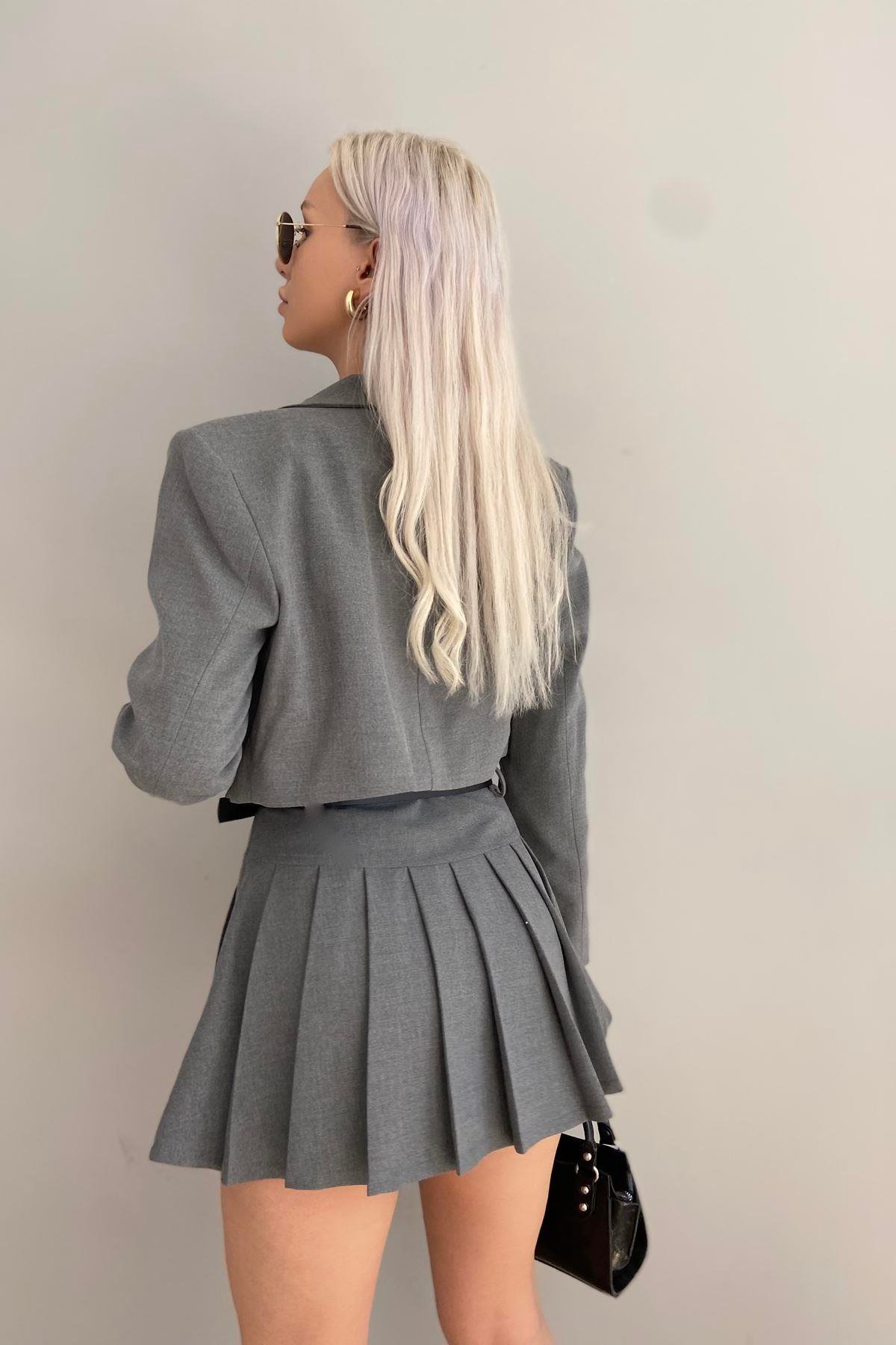 TEK DÜĞME CROP CEKET