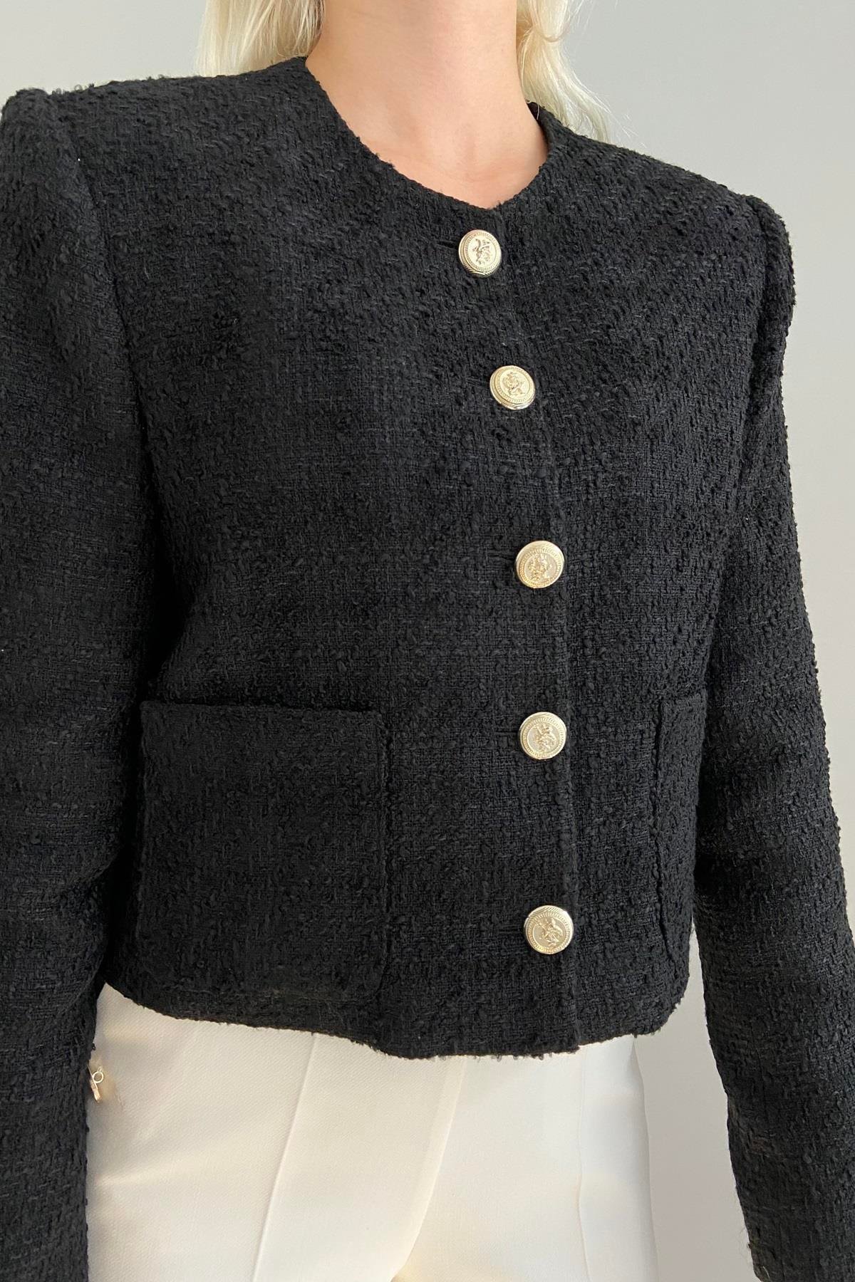 YAKASIZ TWEED CEKET