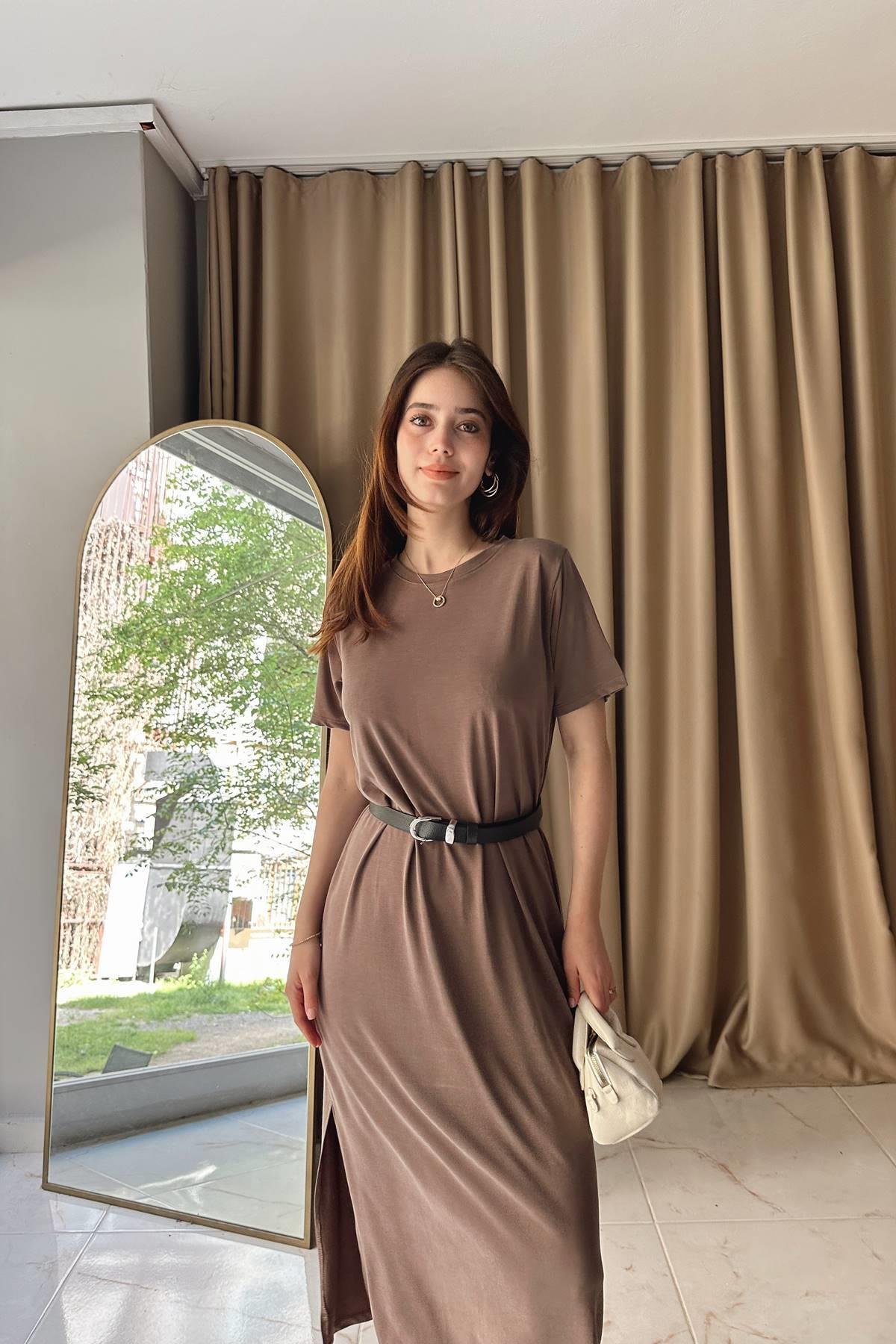 BİSİKLET YAKA OYSHO KUMAŞ ELBİSE