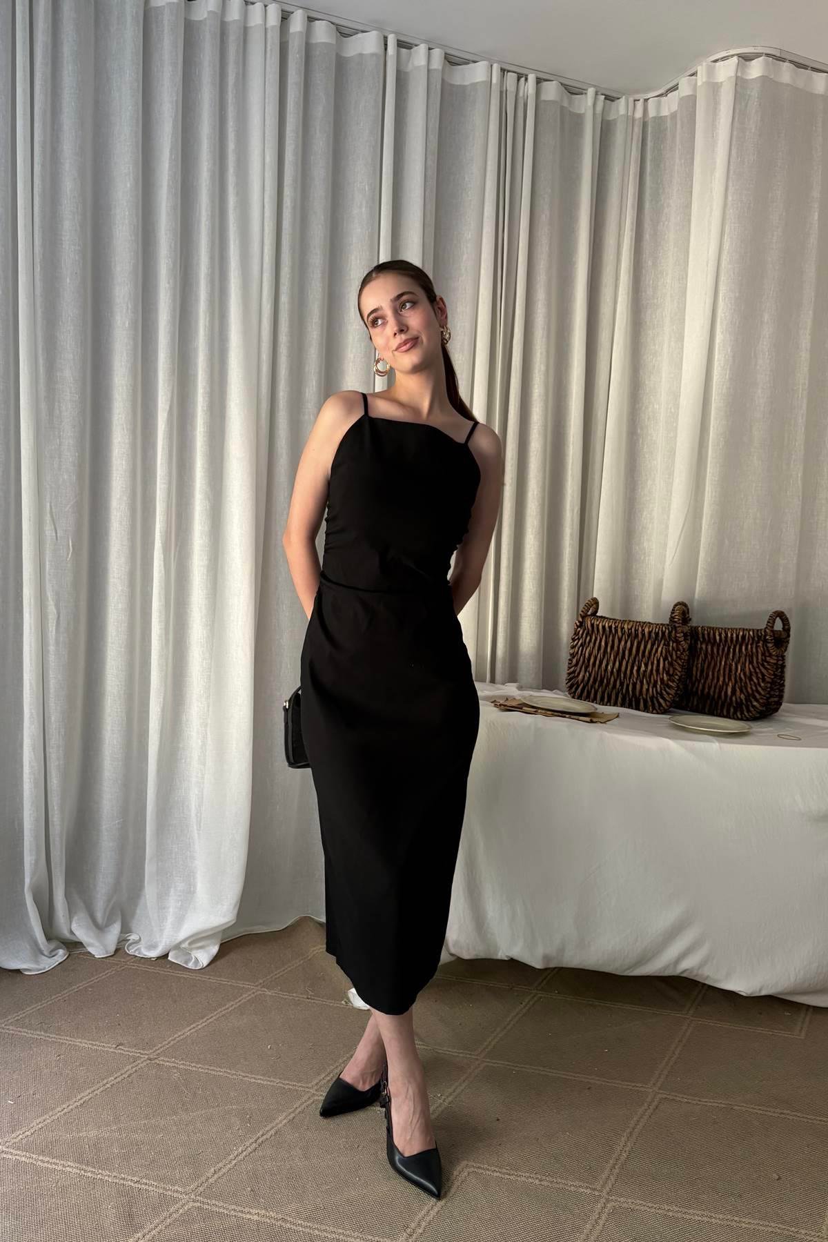 BÜZGÜLÜ MİDİ ELBİSE