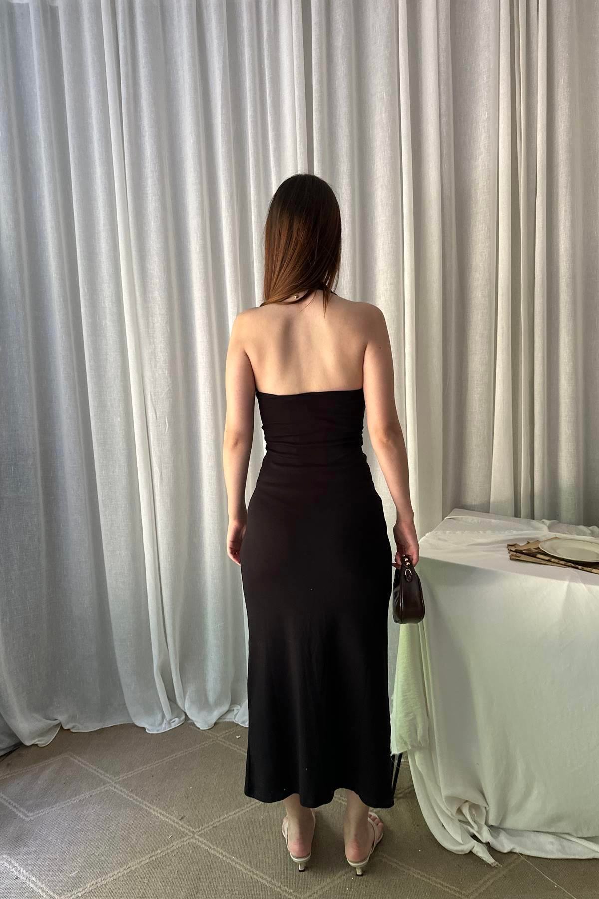 HALTER YAKA MİDİ ELBİSE