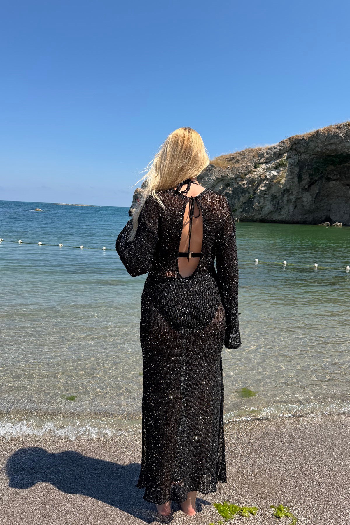 IŞILTILI TAM BOY TRIKO  BEACH ELBİSE