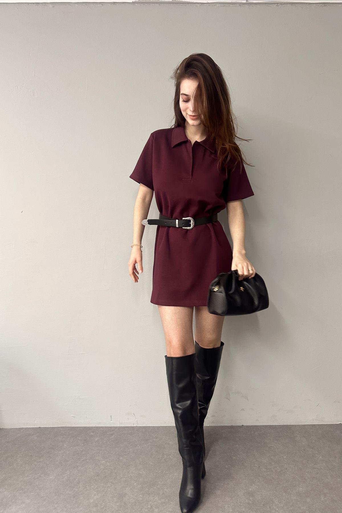POLO YAKA ÖRME ELBİSE