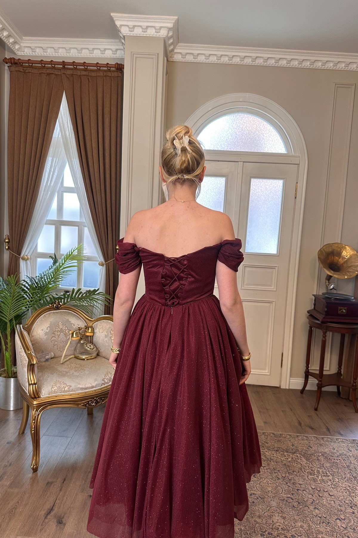 SİMİLİ TÜL DETAY ABİYE ELBİSE