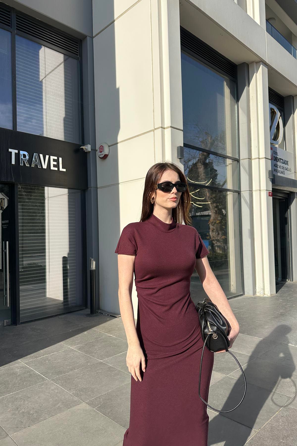 STREÇ ÖRME MİDİ ELBİSE