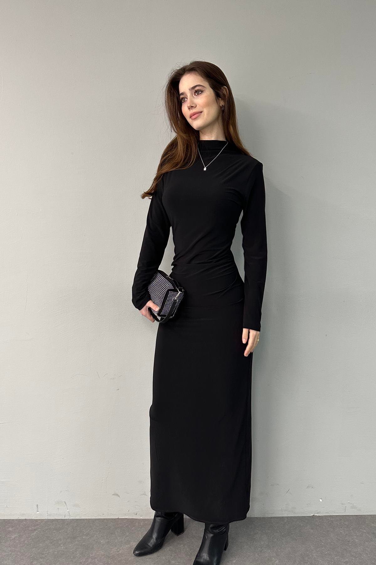YAN DRAPE DETAYLI ELBİSE