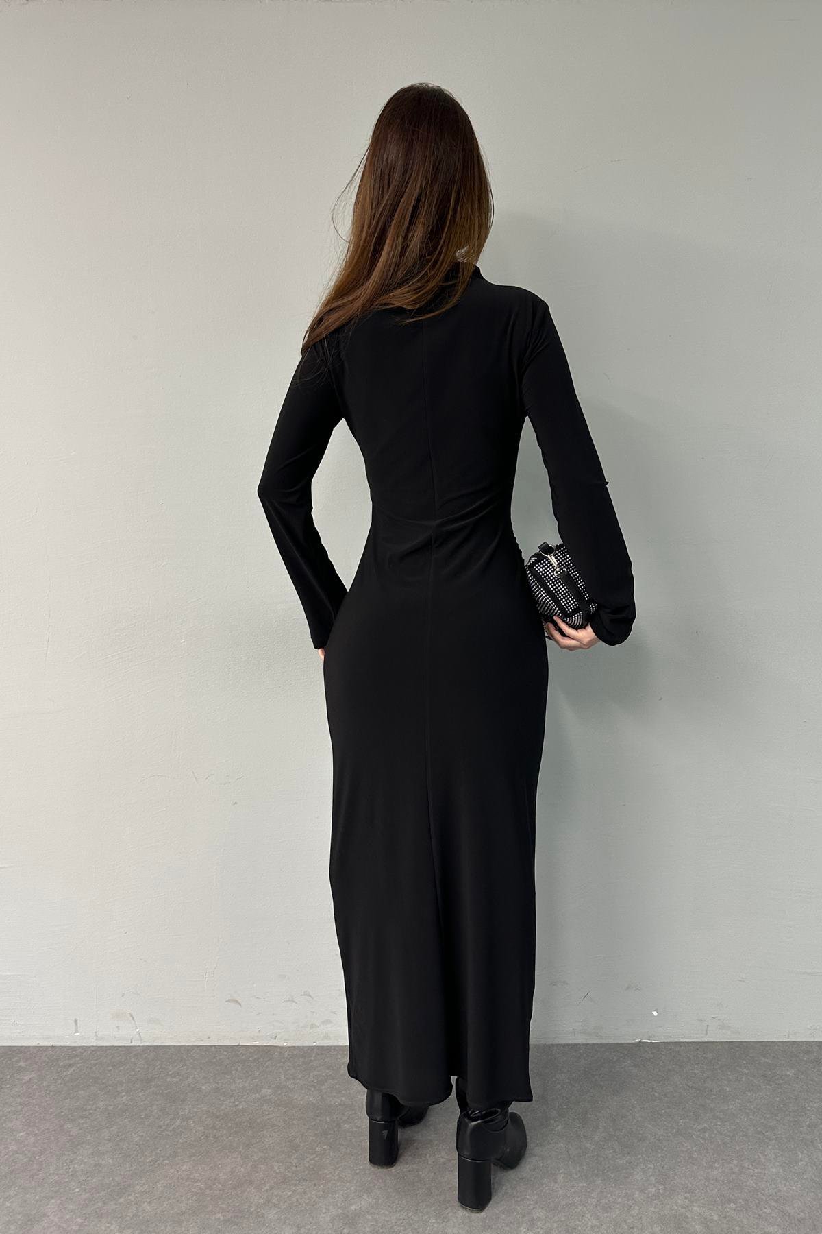 YAN DRAPE DETAYLI ELBİSE