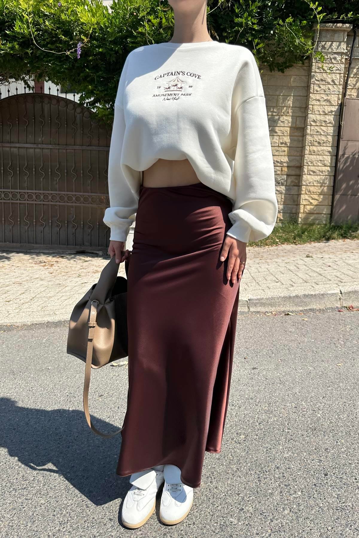 BEL LASTİKLİ SATEN ETEK