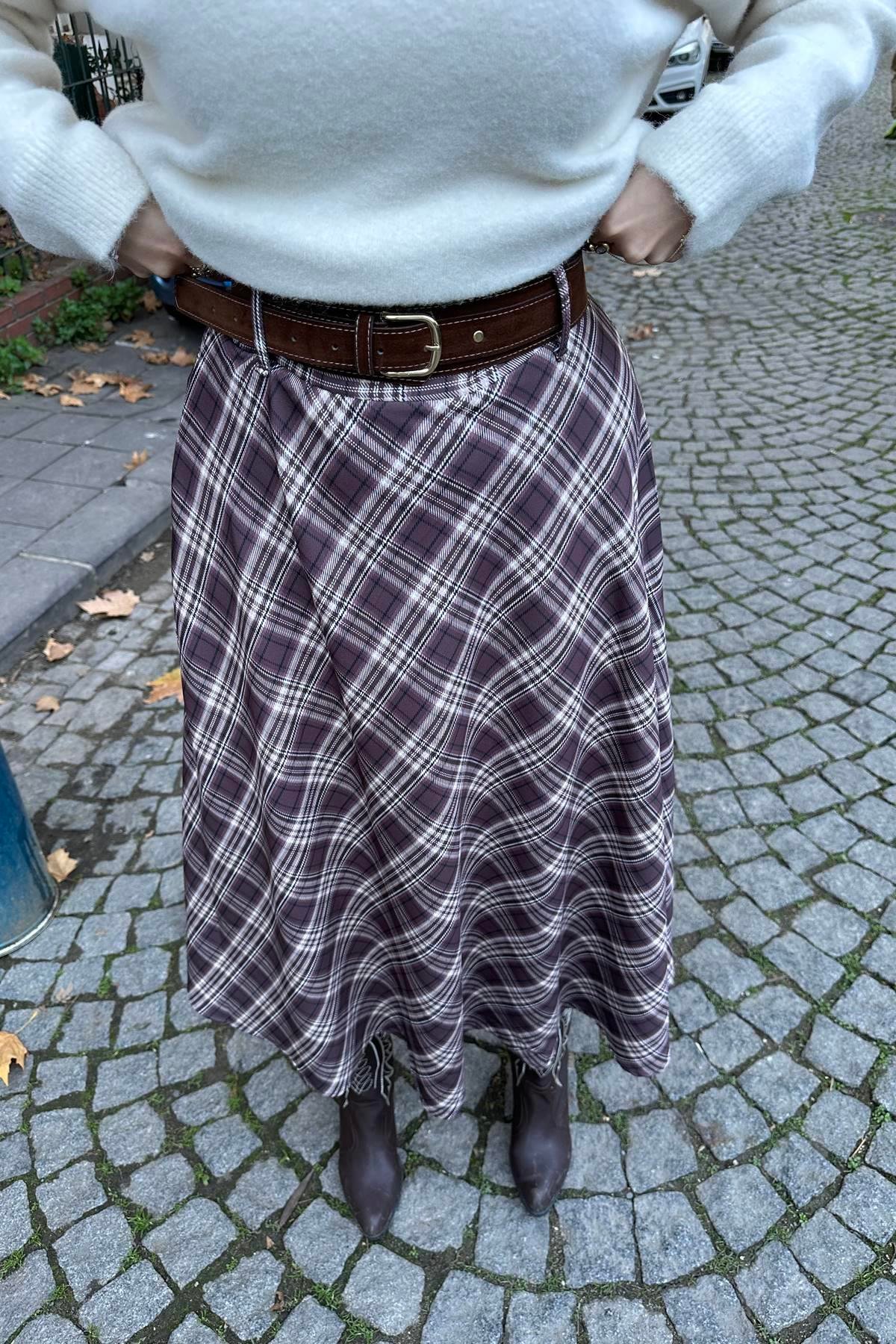 EKOSE DESEN KEMERLİ ETEK