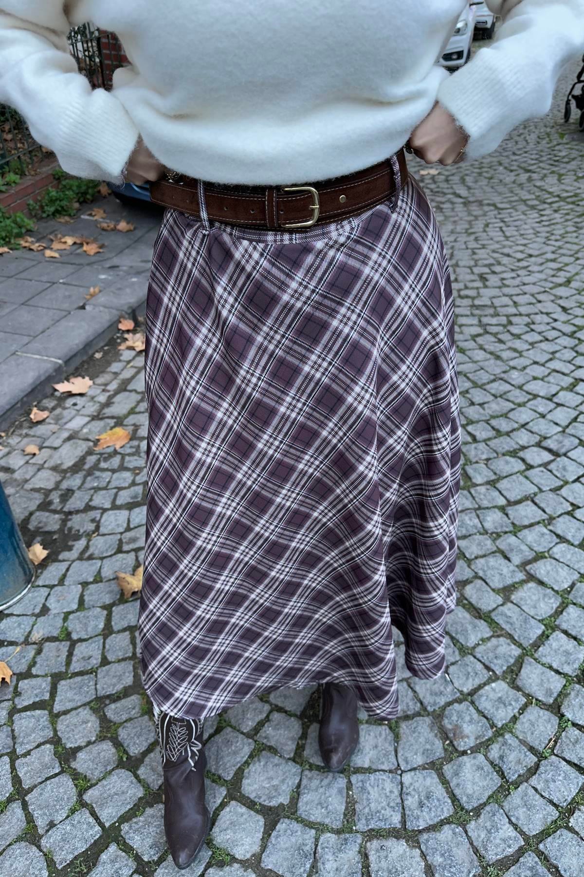 EKOSE DESEN KEMERLİ ETEK