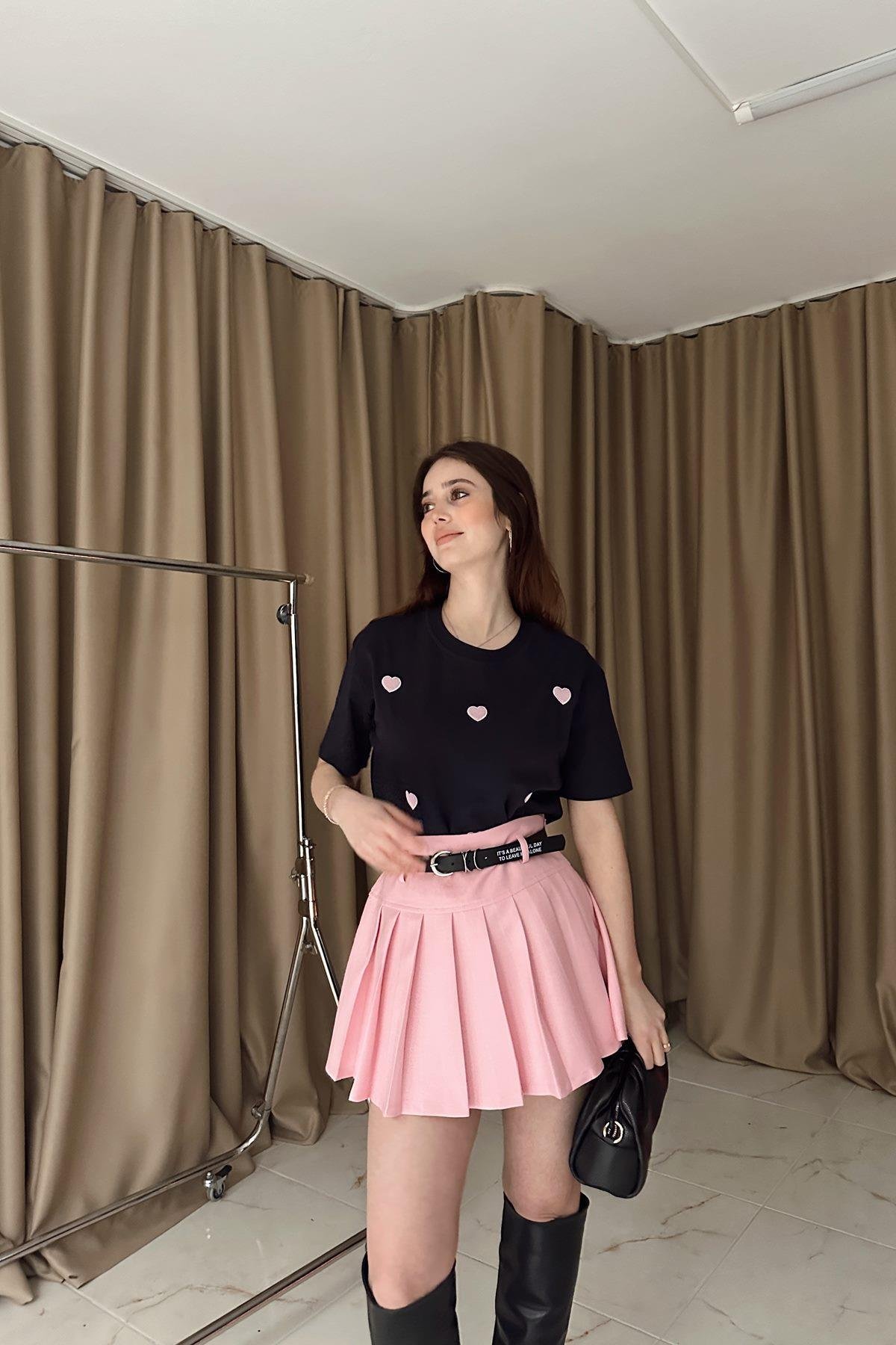 KEMER DETAYLI PİLELİ ETEK