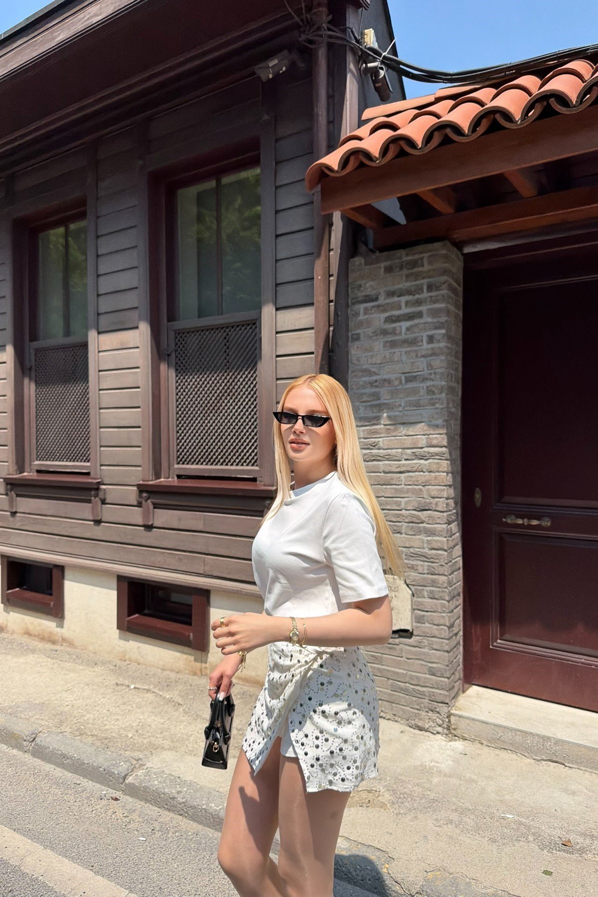 KRUVAZE DETAY MİNİ PULLU ETEK