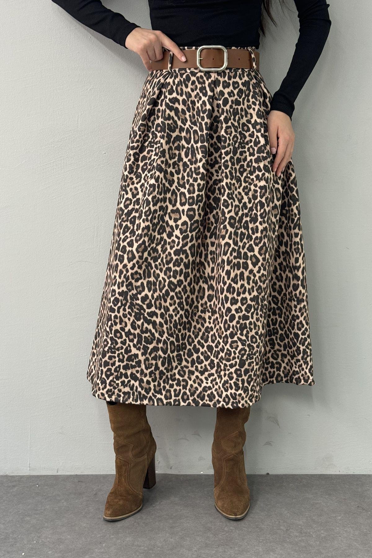 LEOPAR DESEN MİDİ BOY ETEK
