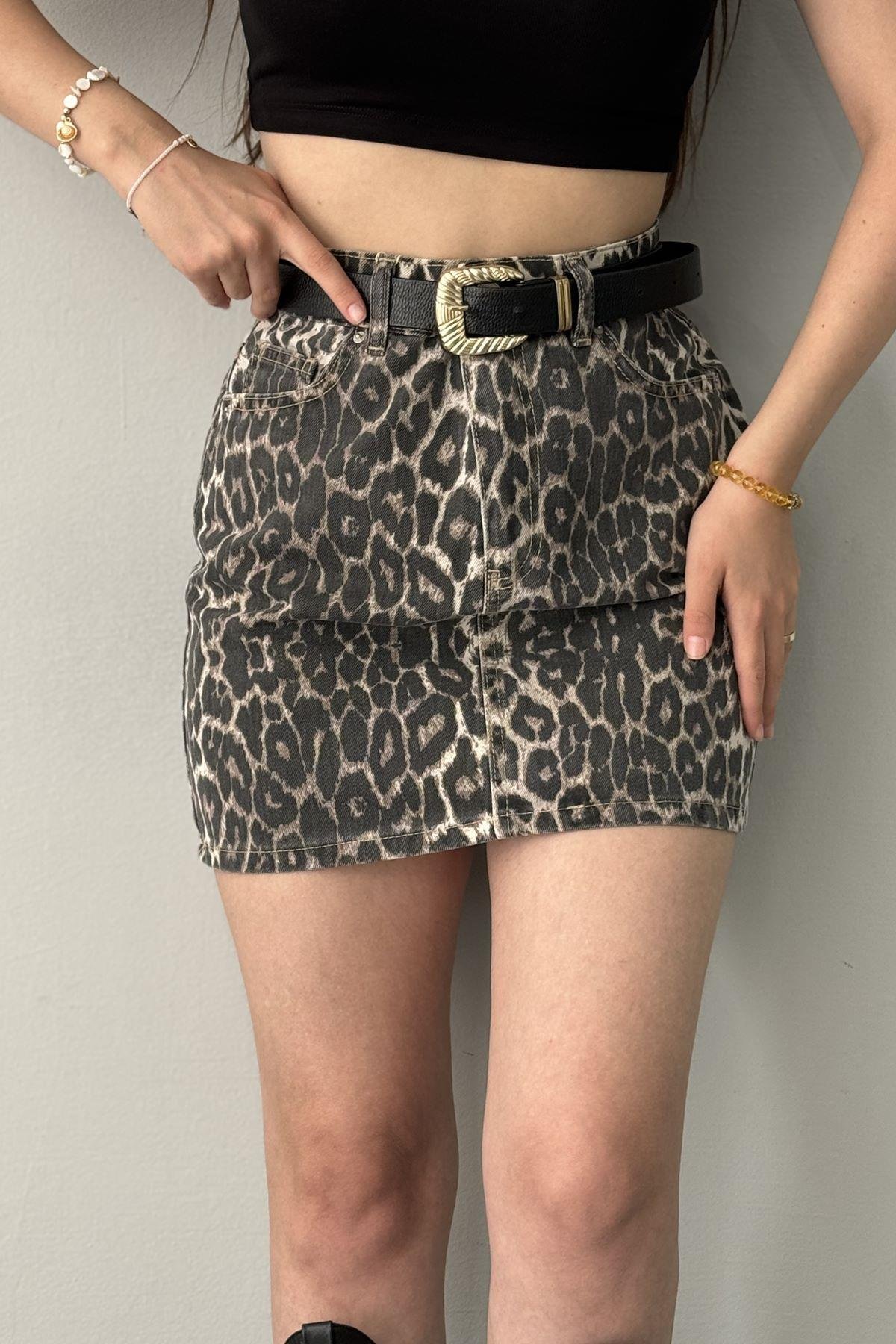LEOPAR DESEN MİNİ ETEK