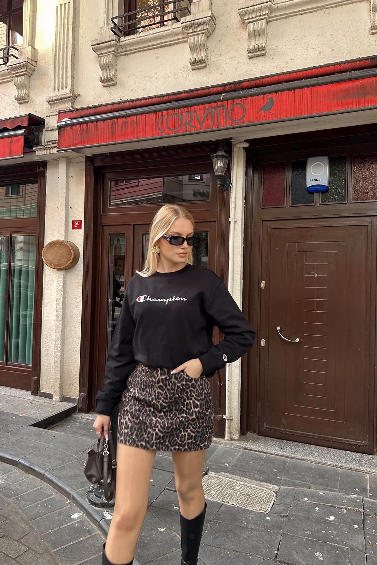 LEOPAR DESEN MİNİ ETEK