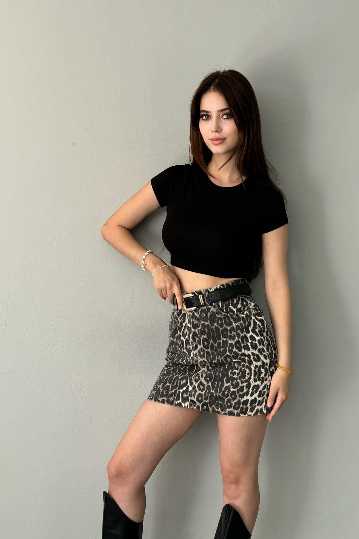 LEOPAR DESEN MİNİ ETEK