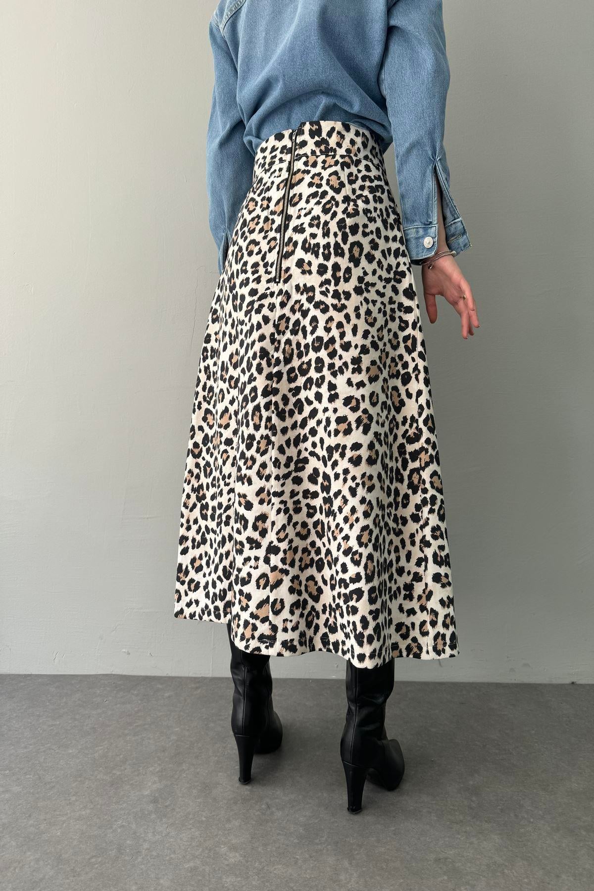 LEOPAR DESEN PİLELİ ETEK