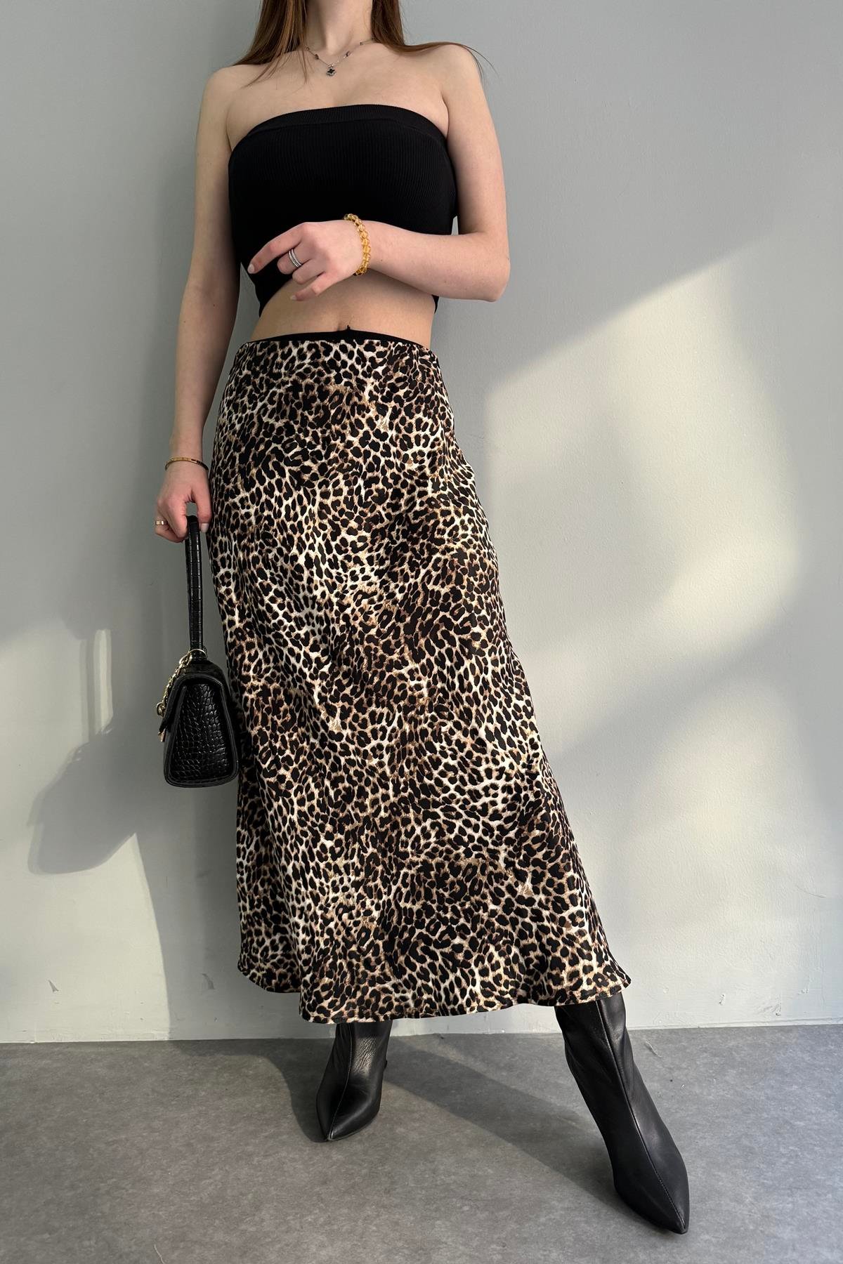 LEOPAR DESEN SATEN ETEK