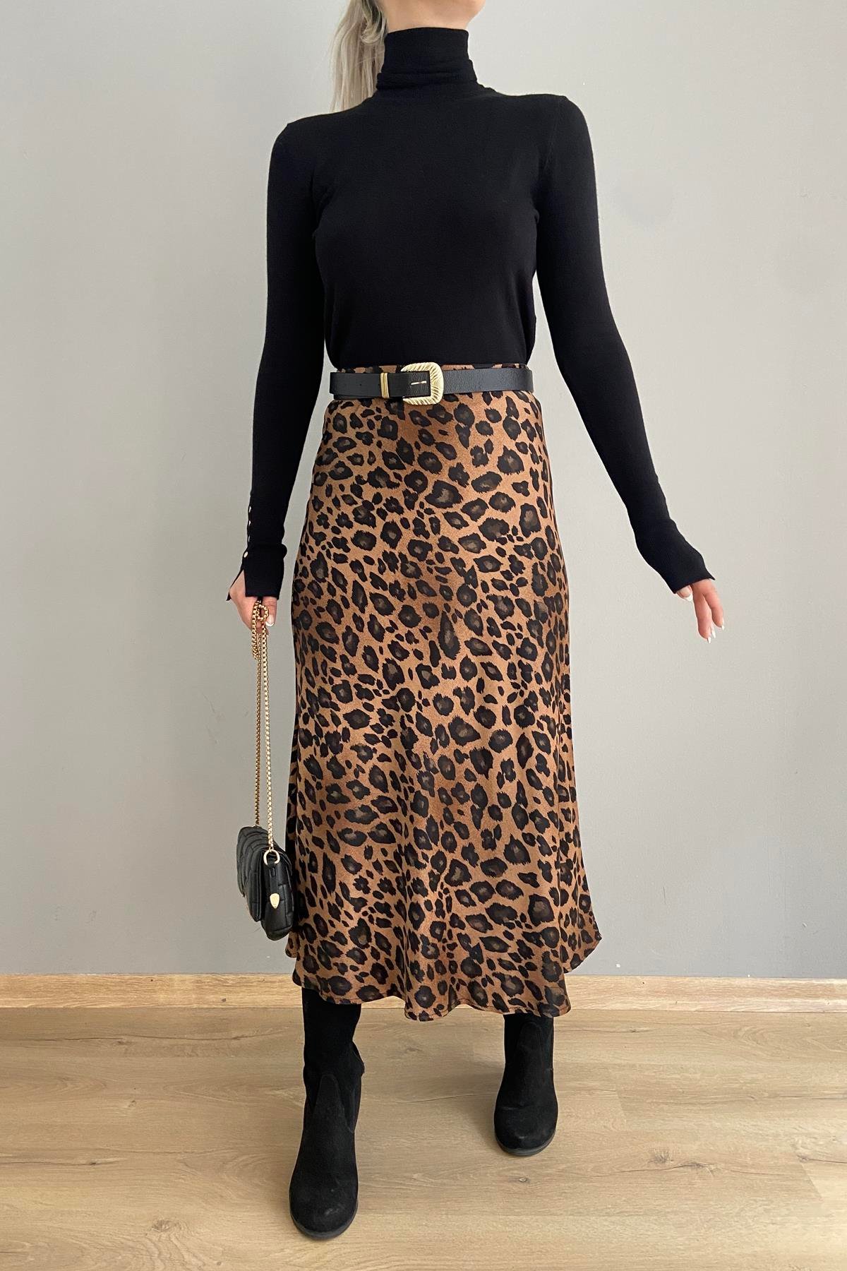 LEOPAR DESEN SATEN ETEK