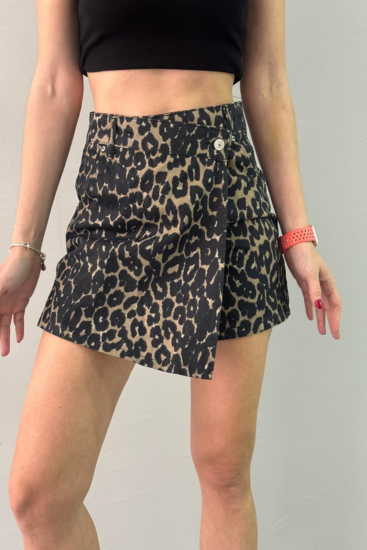 LEOPAR DESEN ŞORT ETEK