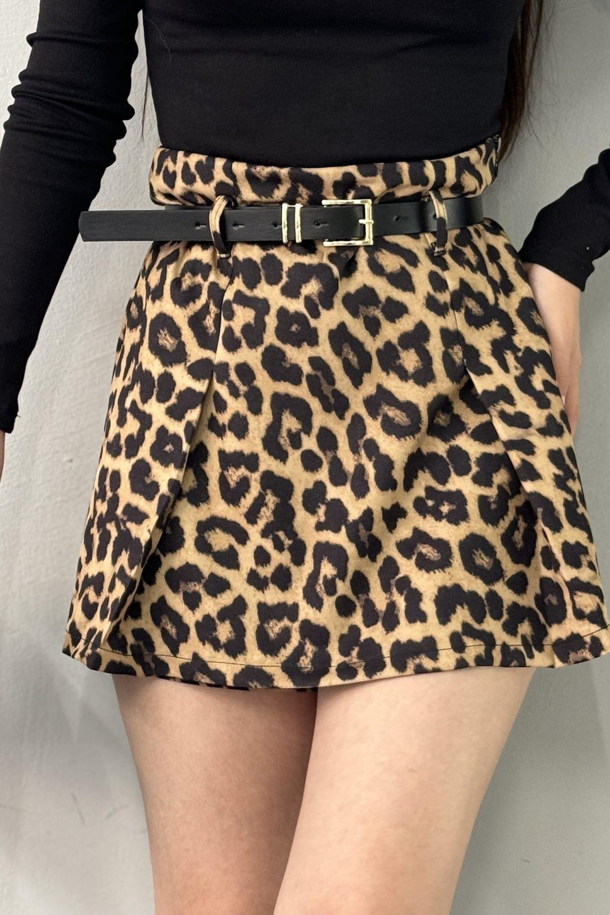 LEOPAR DESEN ŞORT ETEK