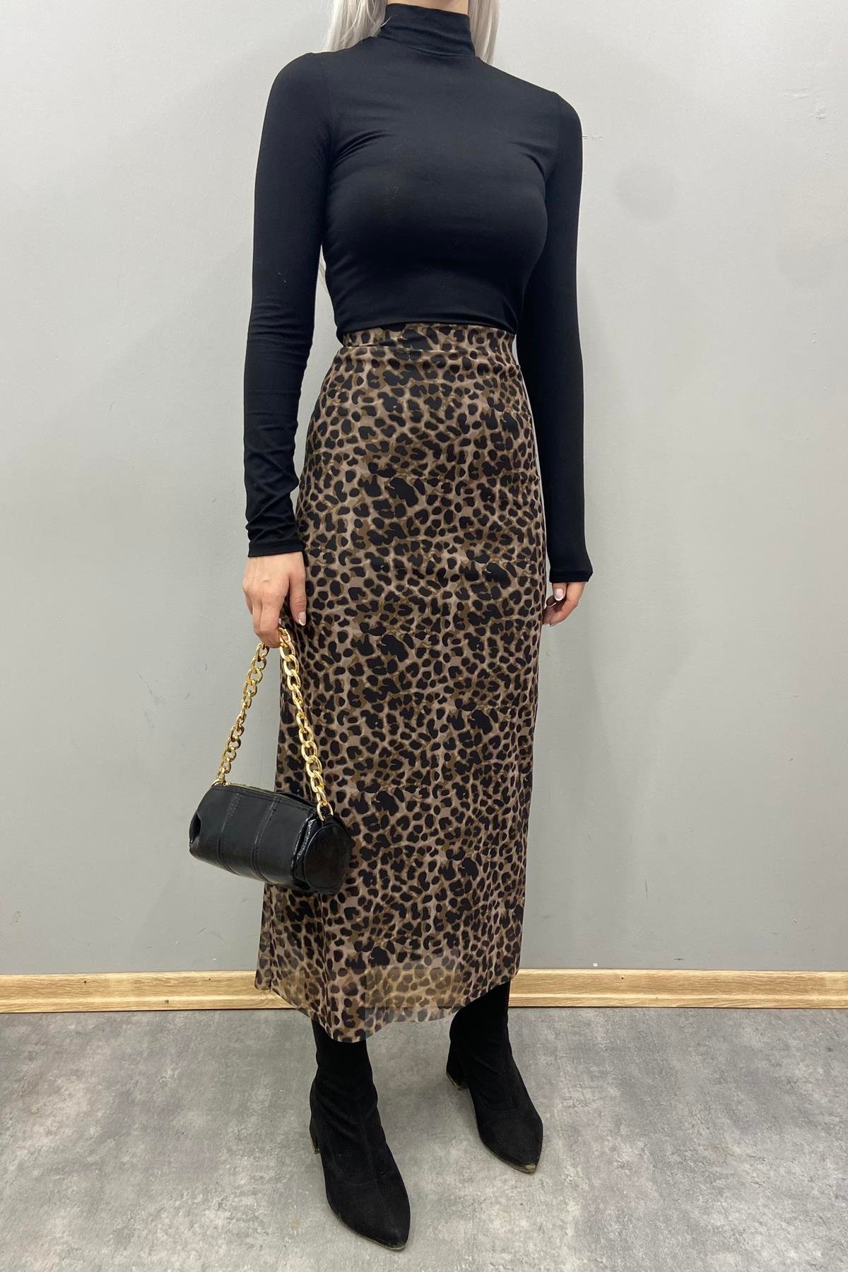 LEOPAR DESEN TÜL ETEK