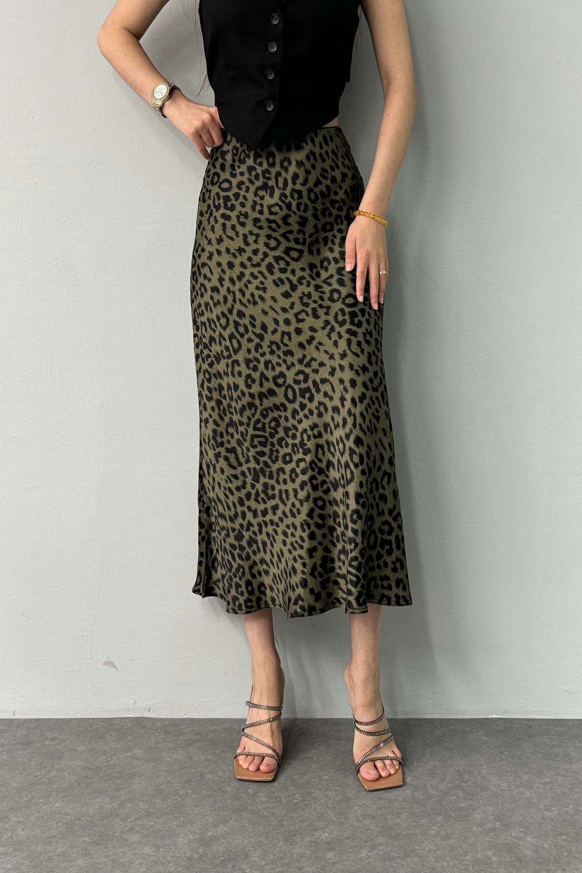 LEOPAR DESENLİ SATEN ETEK