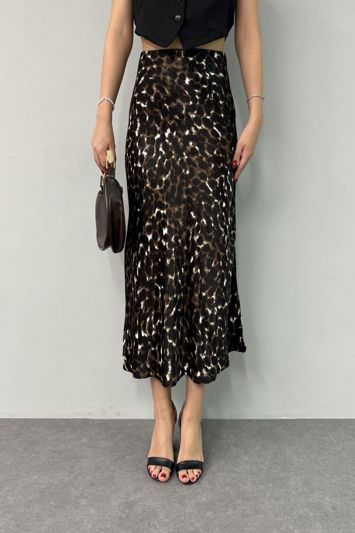 LEOPAR DESESNLİ SATEN ETEK