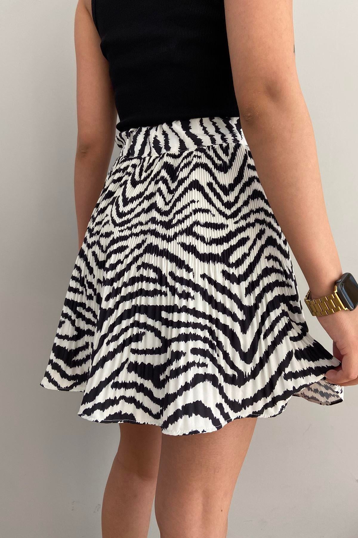ZEBRA DESEN PİLİSE ŞORT ETEK