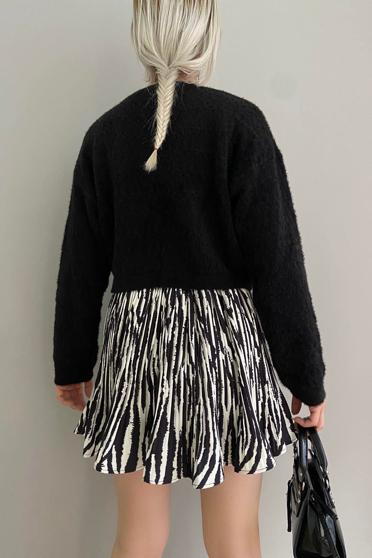 ZEBRA DESEN PİLİSELİ ŞORT ETEK