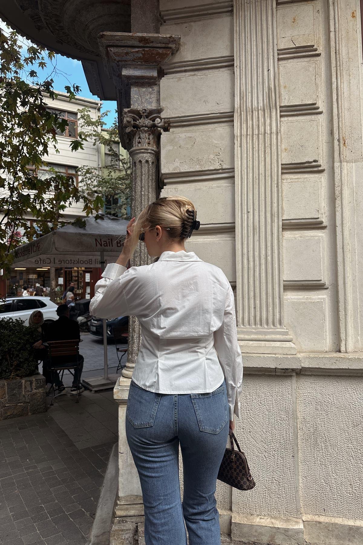 BEL PİLE DETAY GÖMLEK