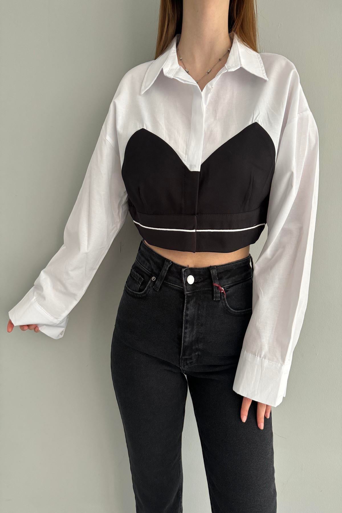 GARNİLİ CROP GÖMLEK