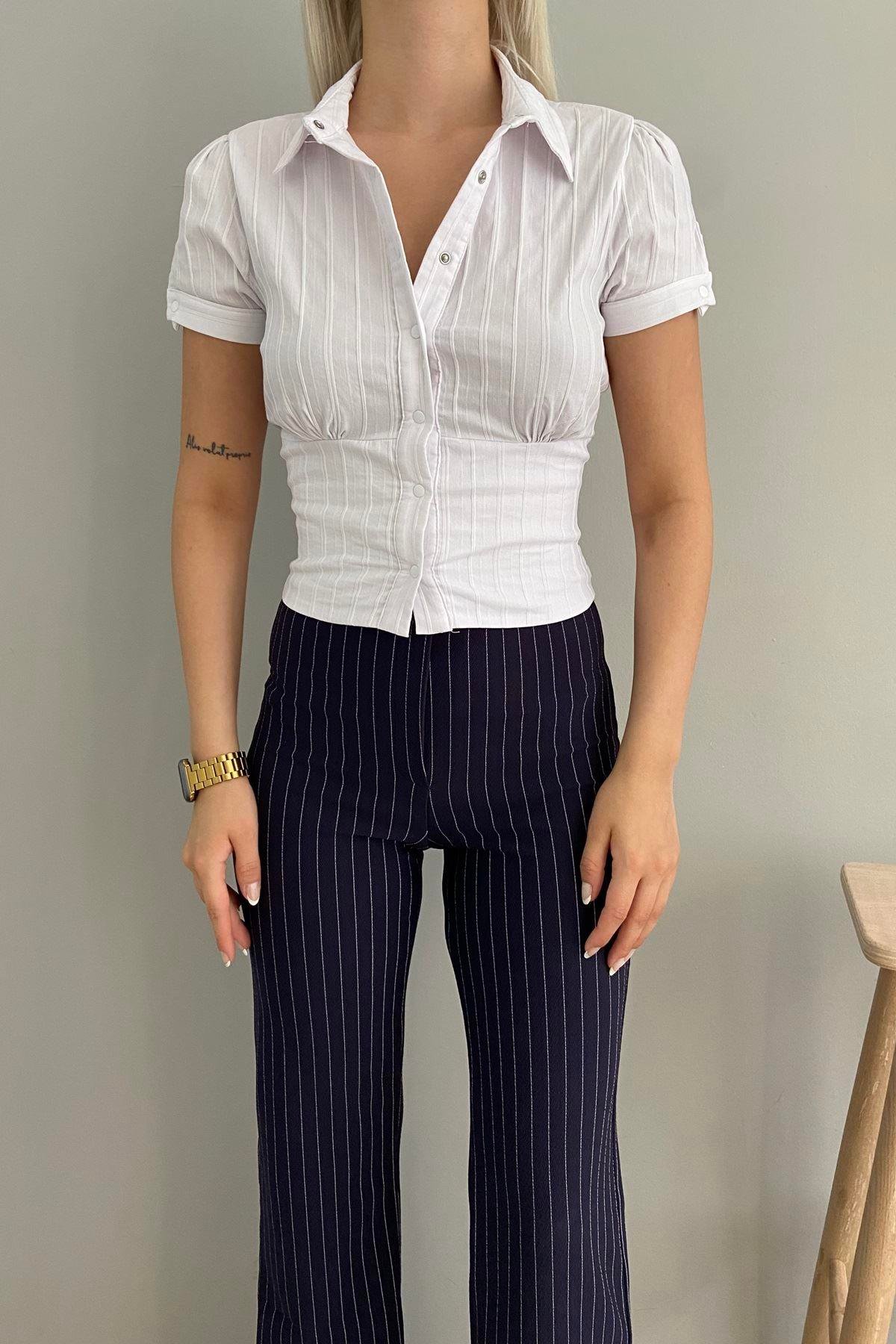 KISA KOL LİKRALI GÖMLEK