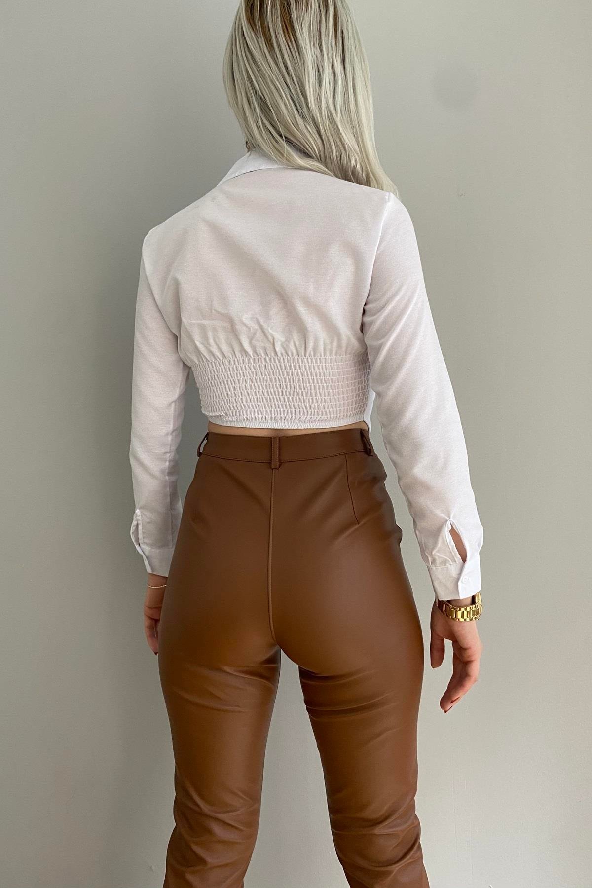 KORSE BELİ LASTİKLİ GÖMLEK