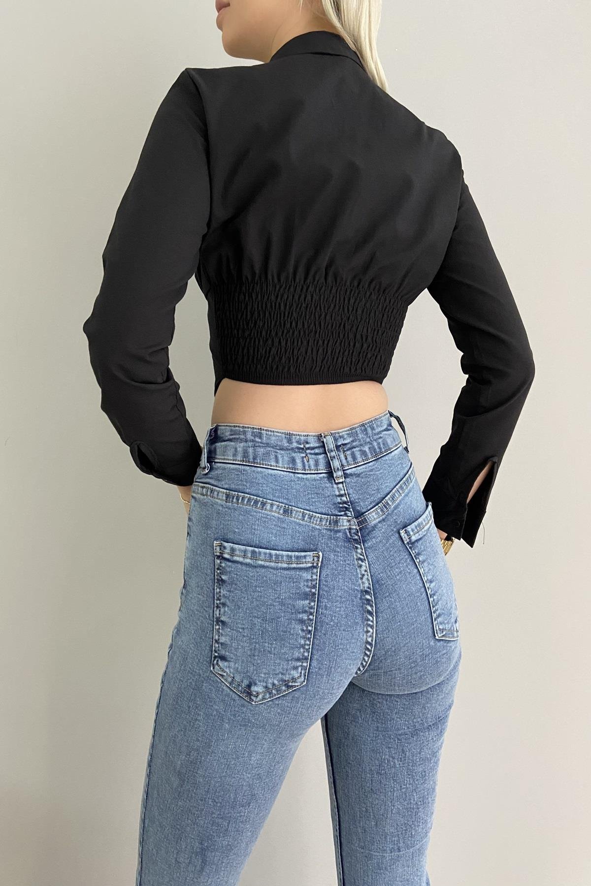 KORSE BELİ LASTİKLİ GÖMLEK