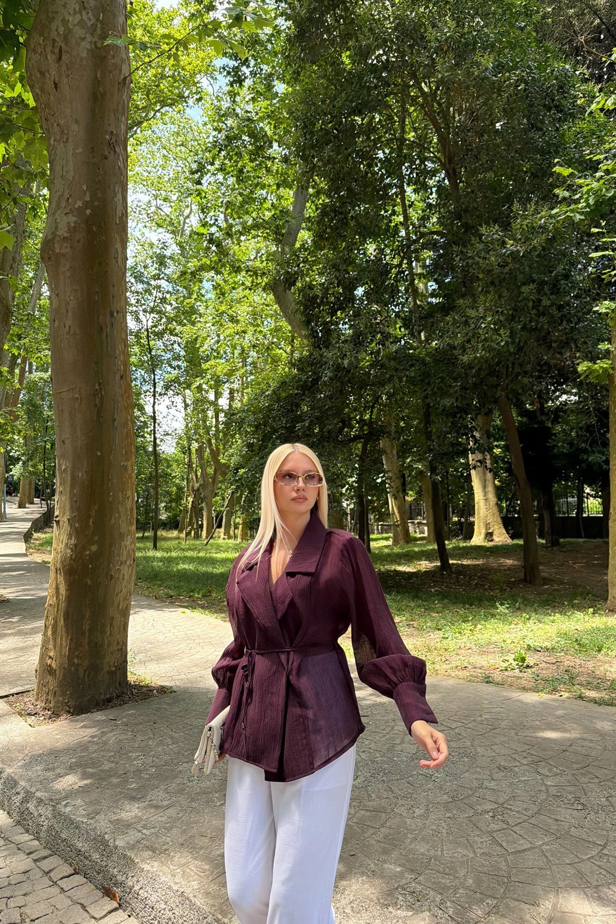 KRUVAZE BAĞLAMALI GÖMLEK