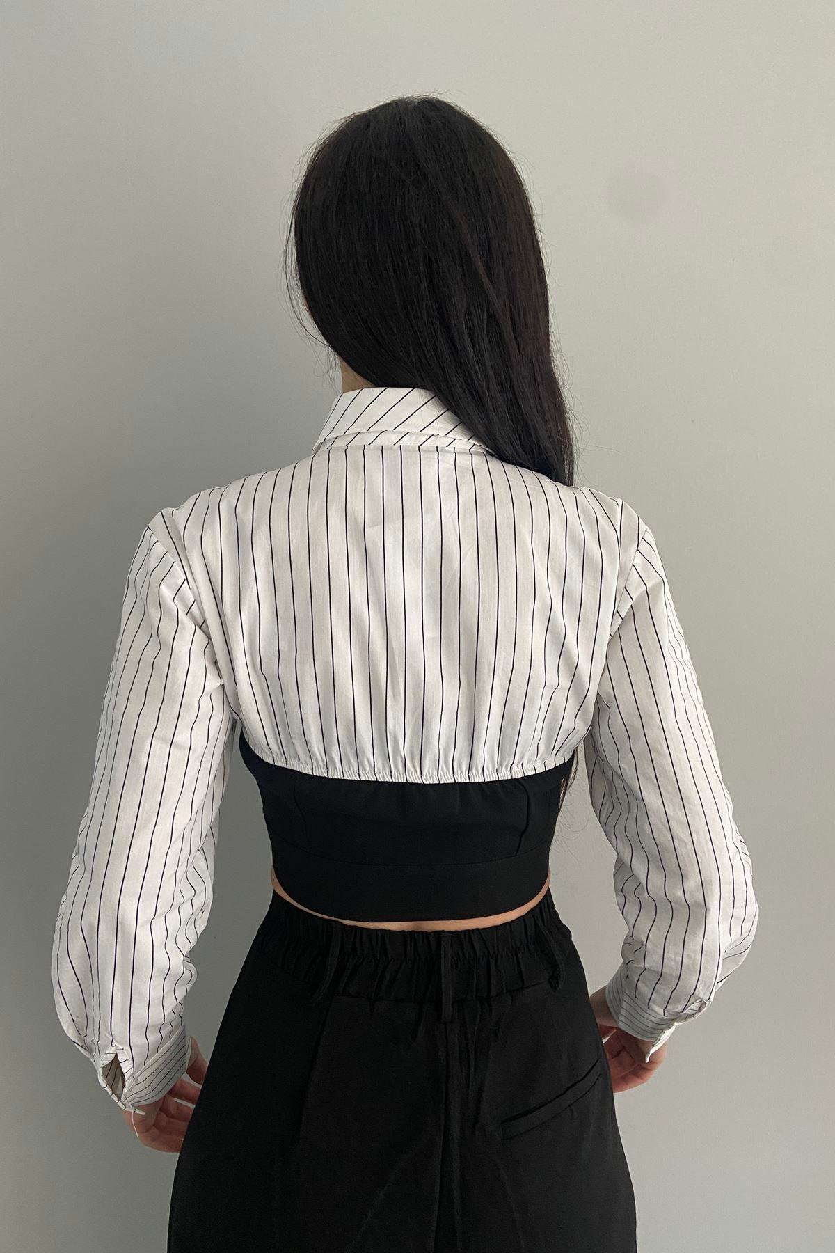 KUMAŞ GARNİLİ CROP GÖMLEK