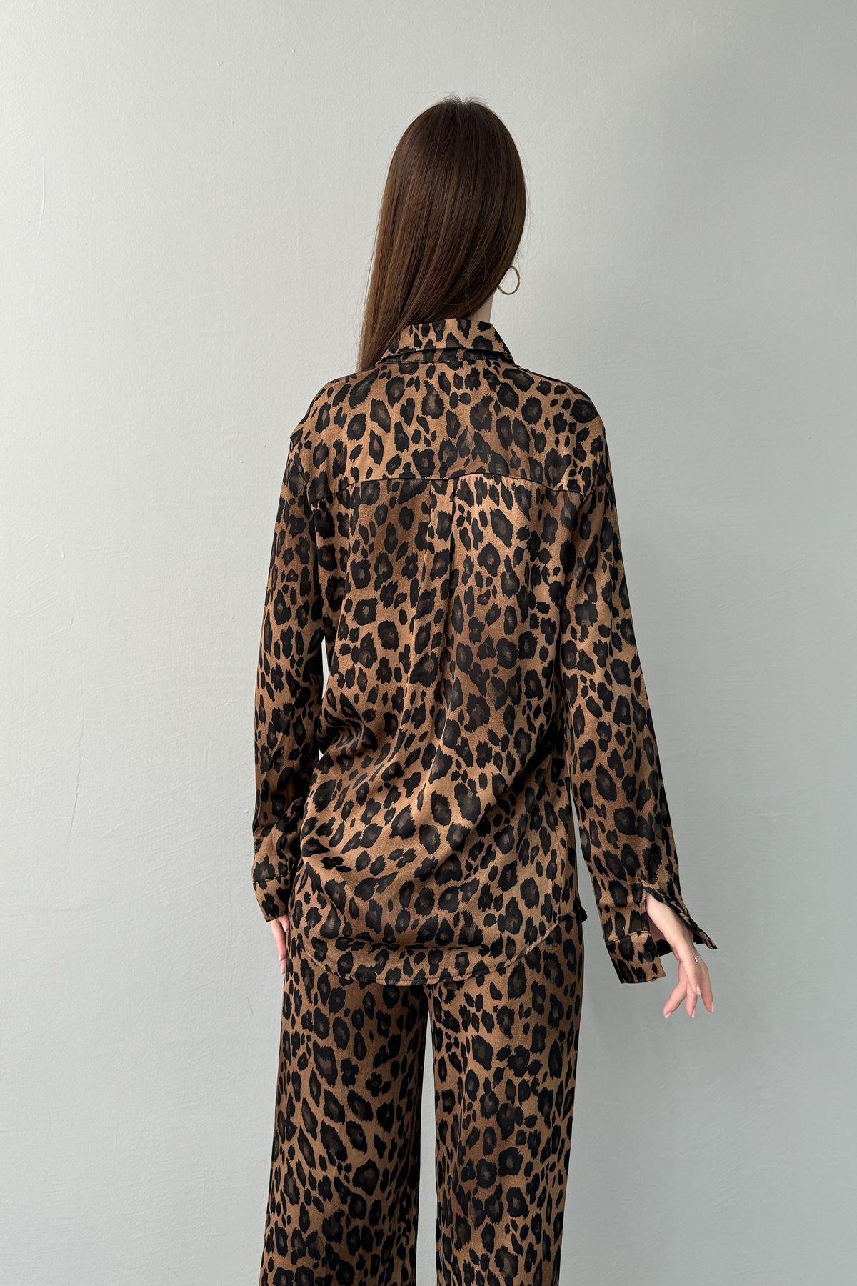 LEOPAR DESENLİ SATEN GÖMLEK