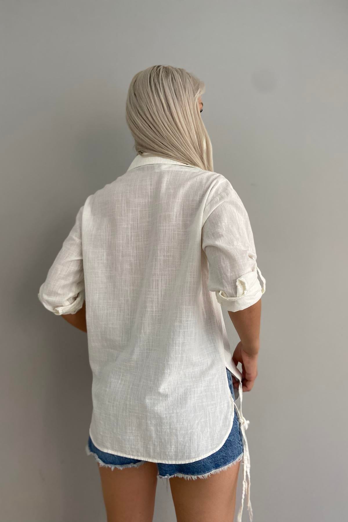 YANI BAĞCIKLI GÖMLEK