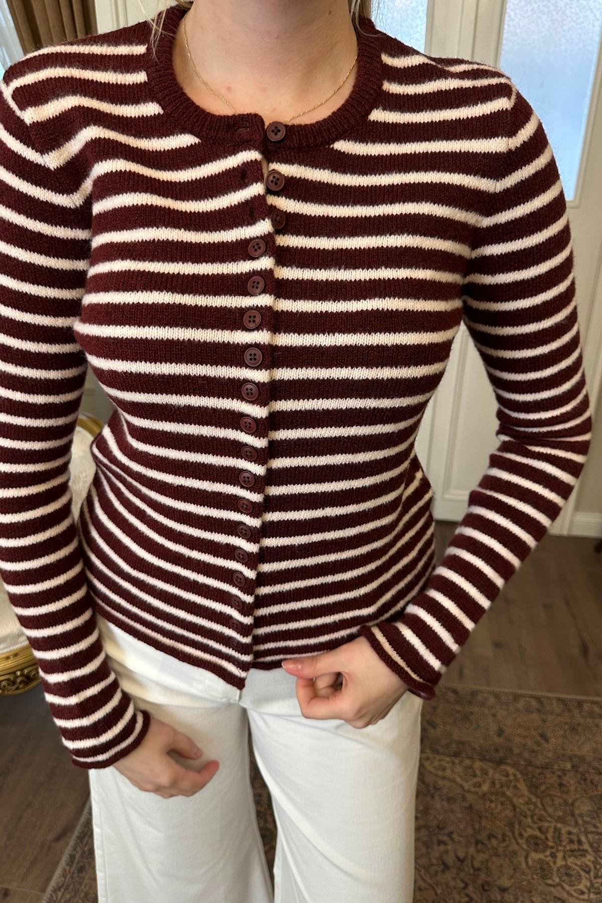 ÇİZGİ DETAY TRIKO HIRKA