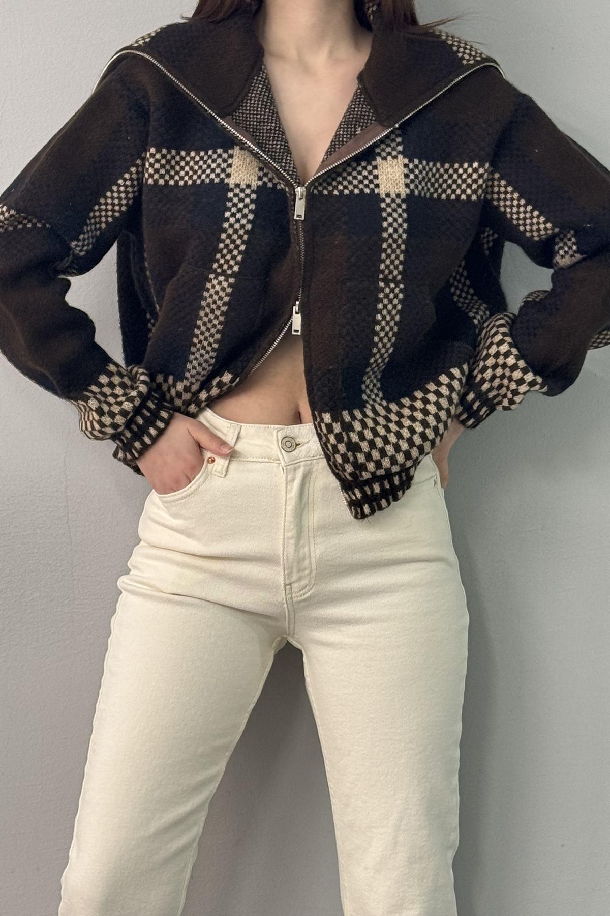 ŞARDON ANGORA KARELİ FERMUARLI HIRKA