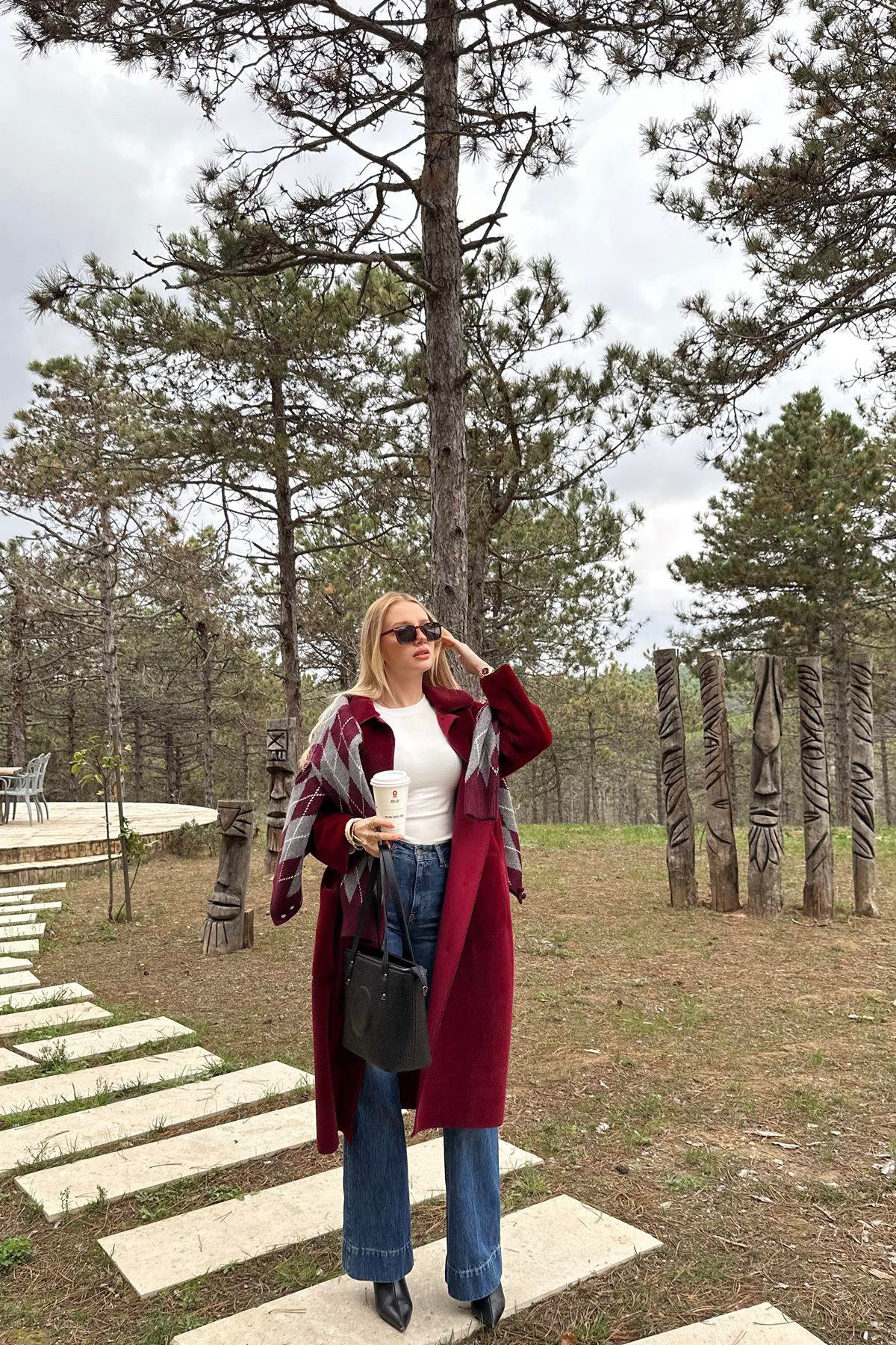 BEBE YAKA CEPLİ OVERSİZE KABAN