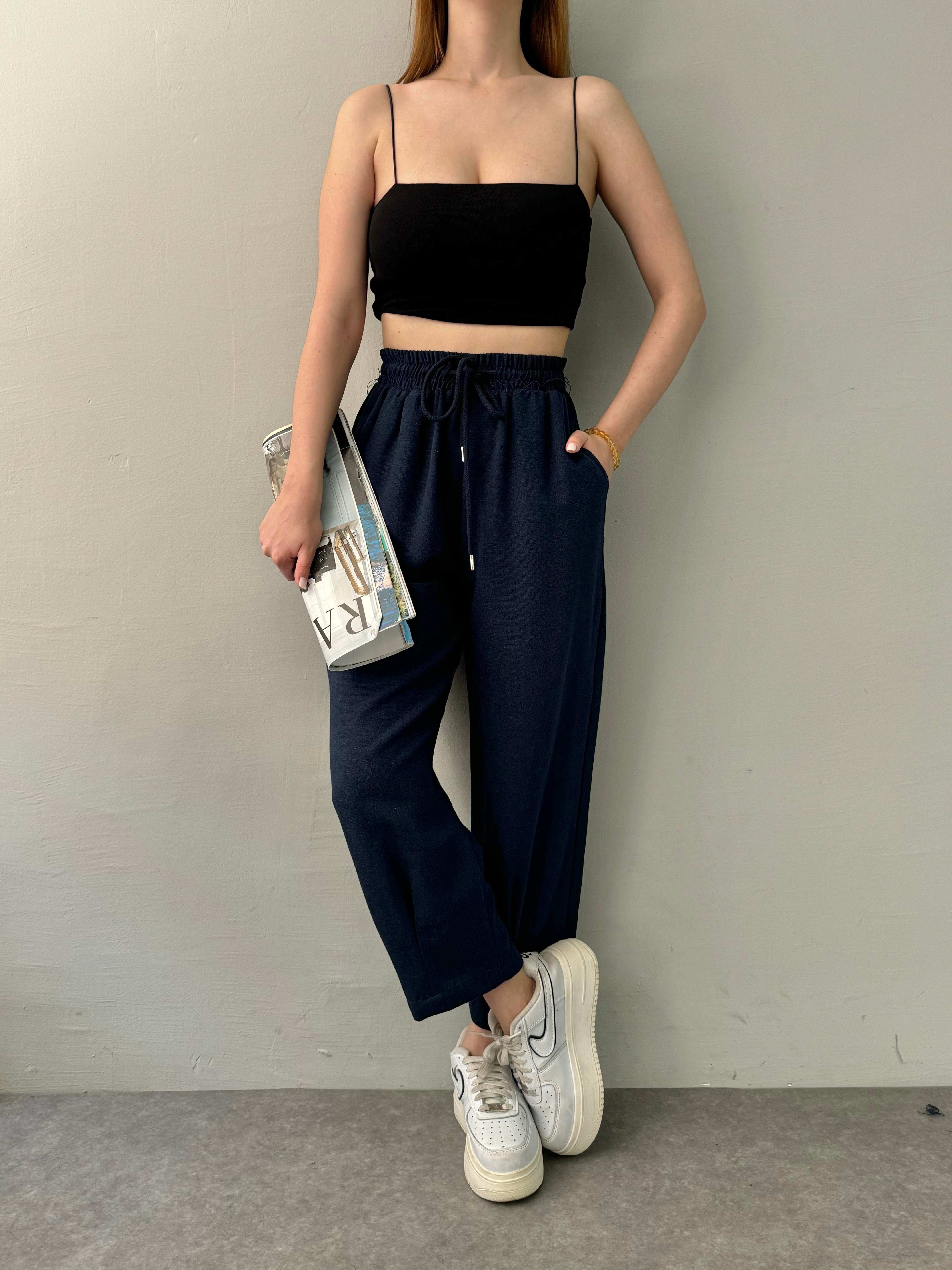 4012 MISRA BEL LASTİKLİ PAÇA DİKİŞLİ PANTALON