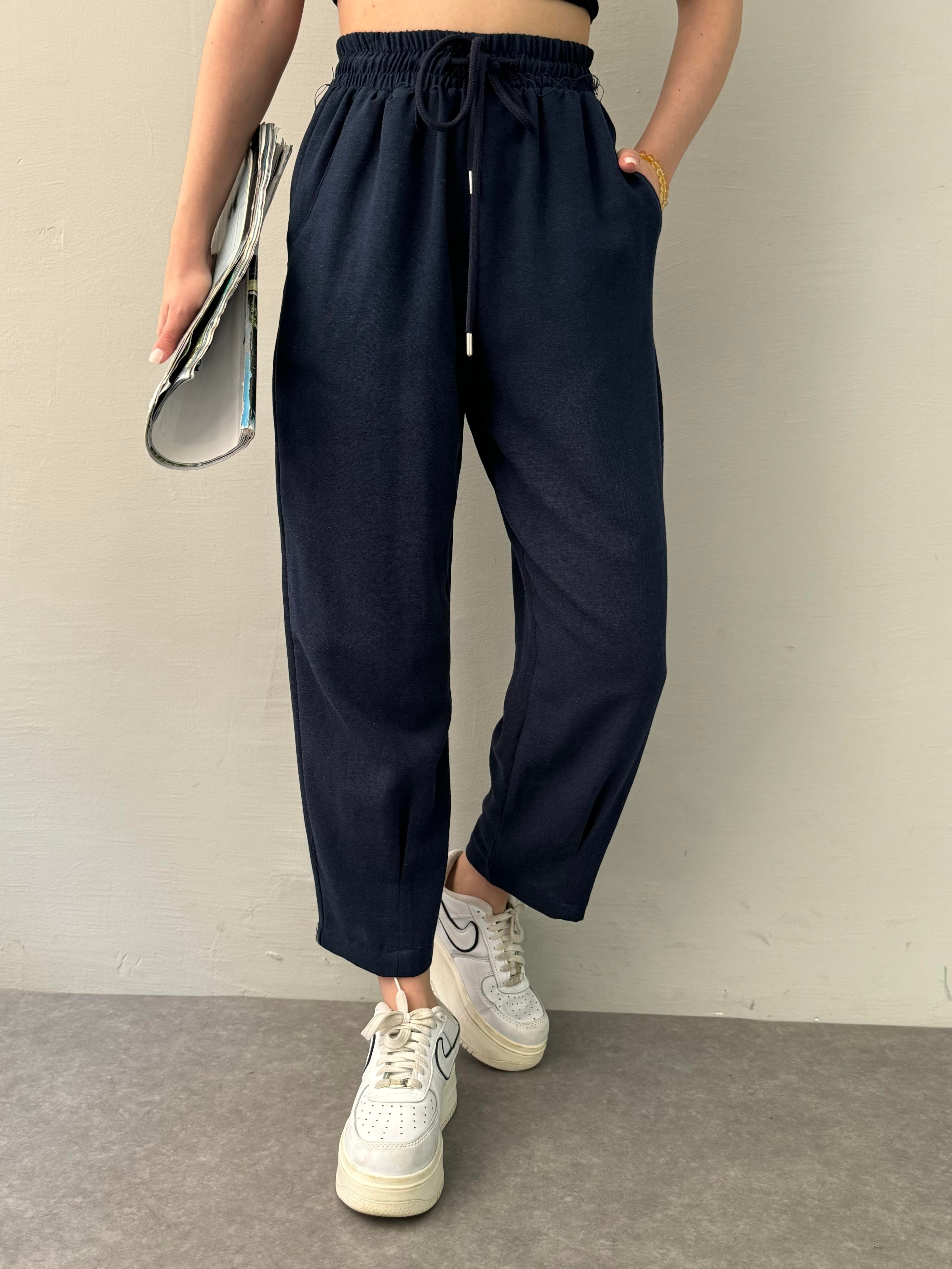 4012 MISRA BEL LASTİKLİ PAÇA DİKİŞLİ PANTALON