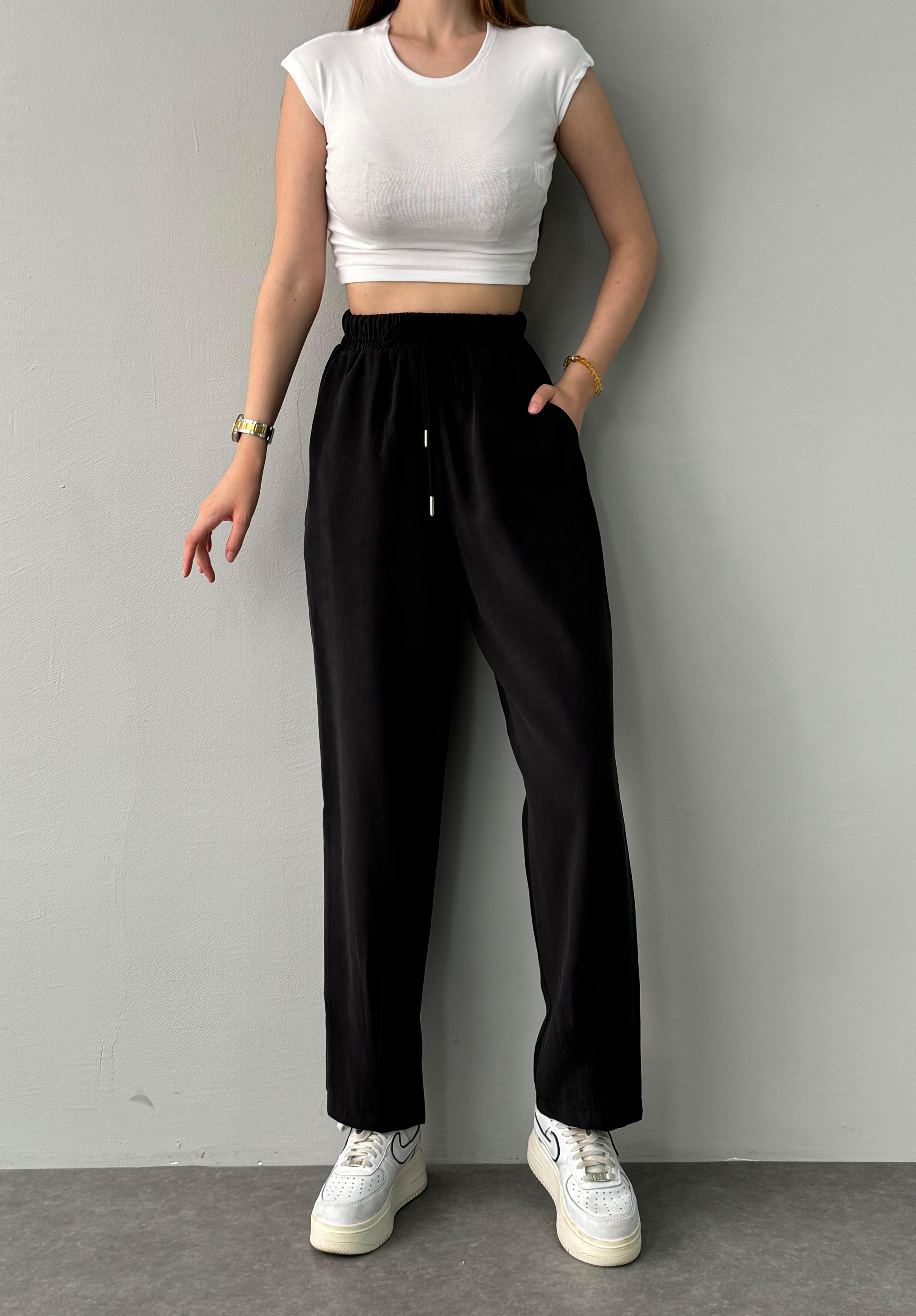 BEL LASTİKLİ PAÇA DİKİŞLİ PANTALON