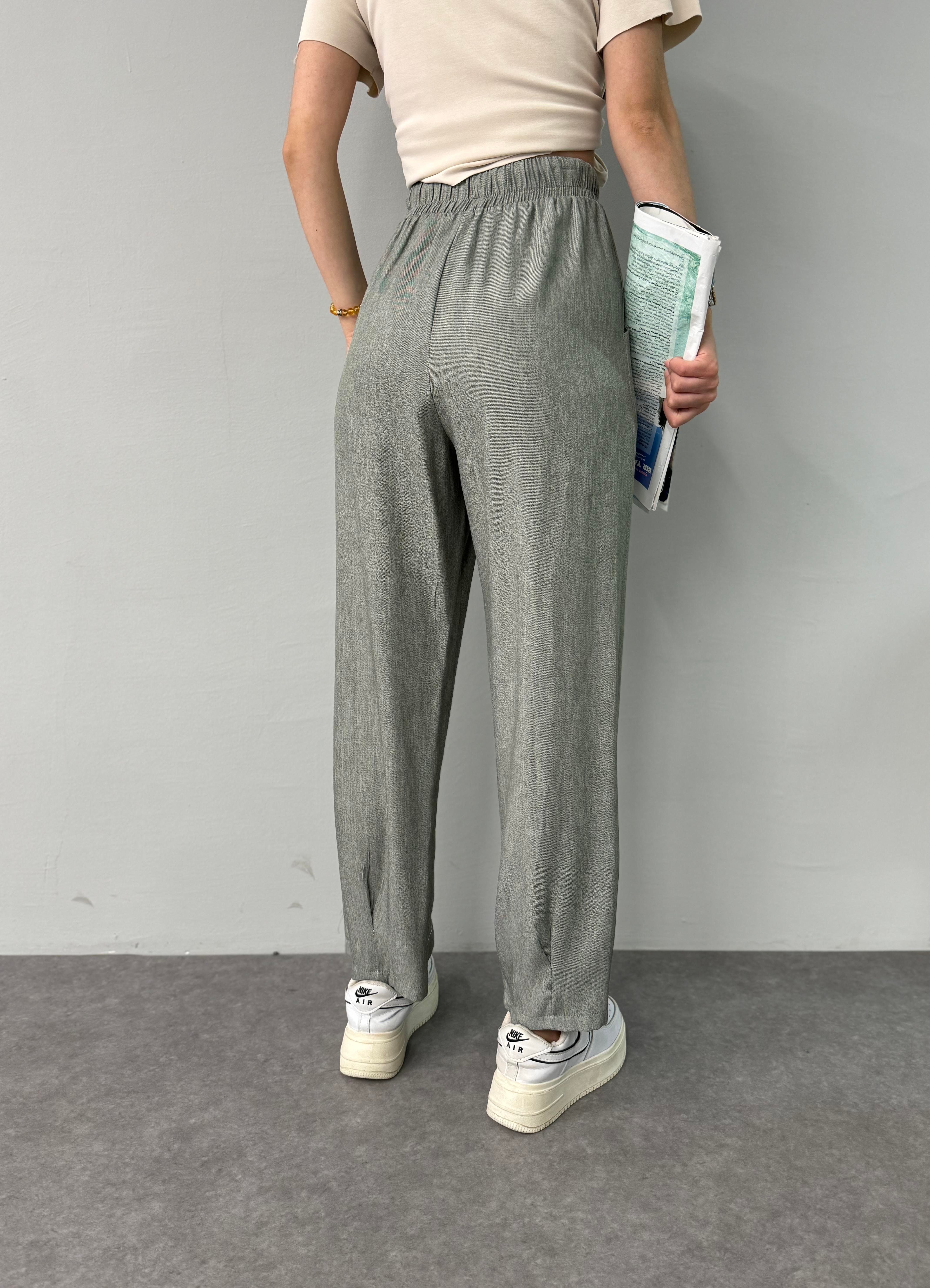 BEL LASTİKLİ PAÇA DİKİŞLİ PANTALON