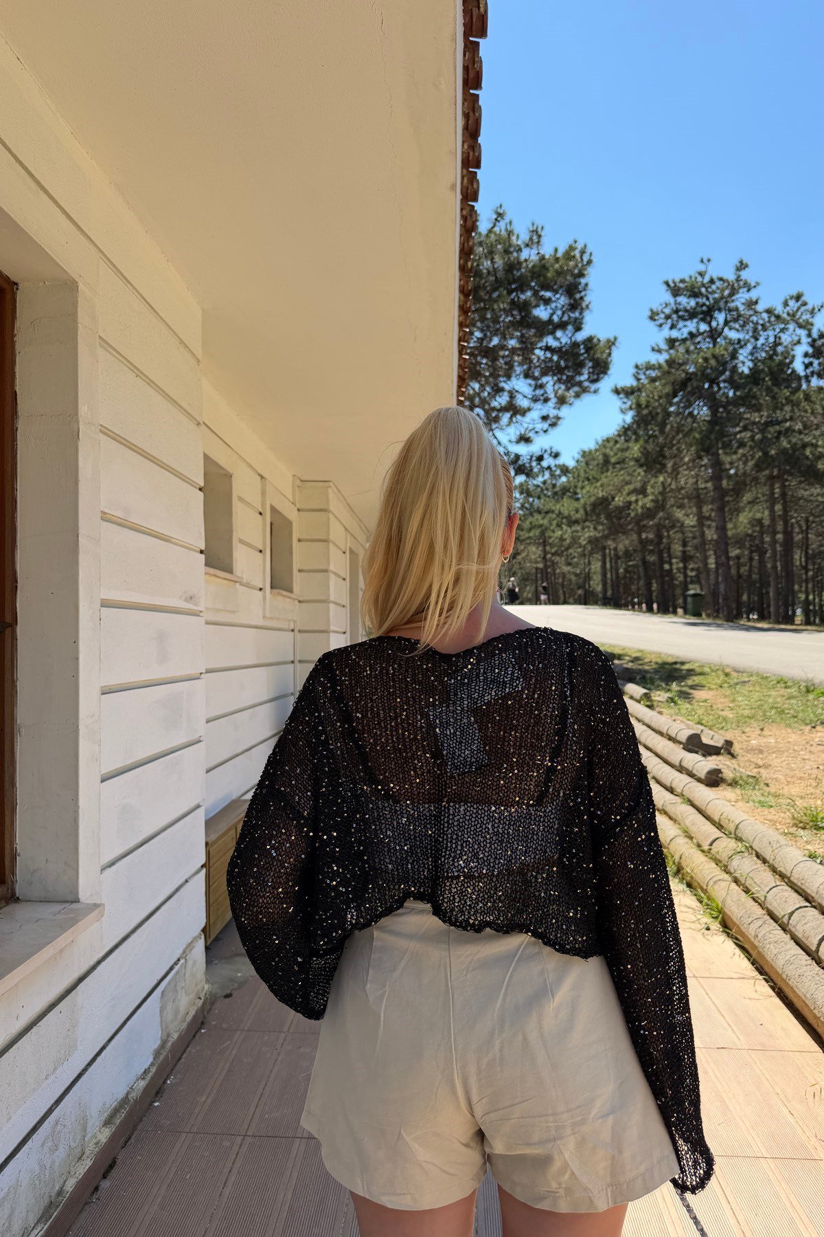 PARLAK TAŞLI BEACH CROP TOP