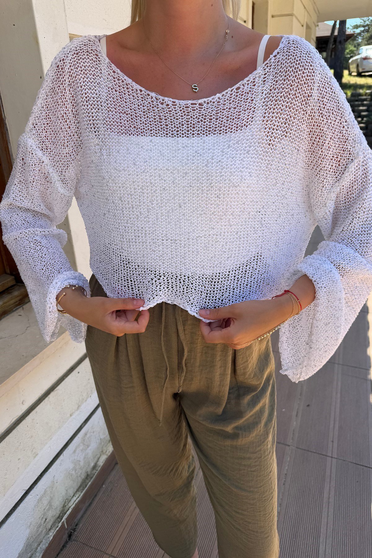 PARLAK TAŞLI BEACH CROP TOP