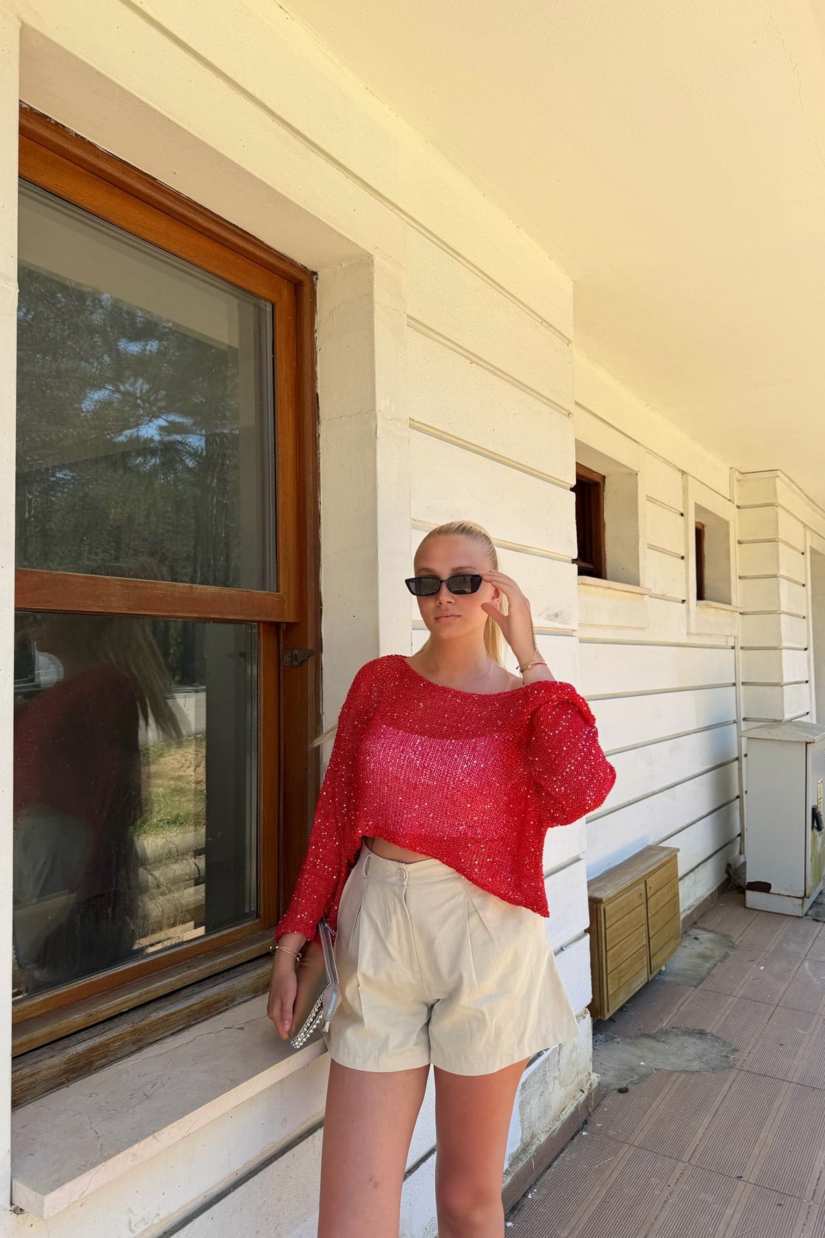 PARLAK TAŞLI BEACH CROP TOP
