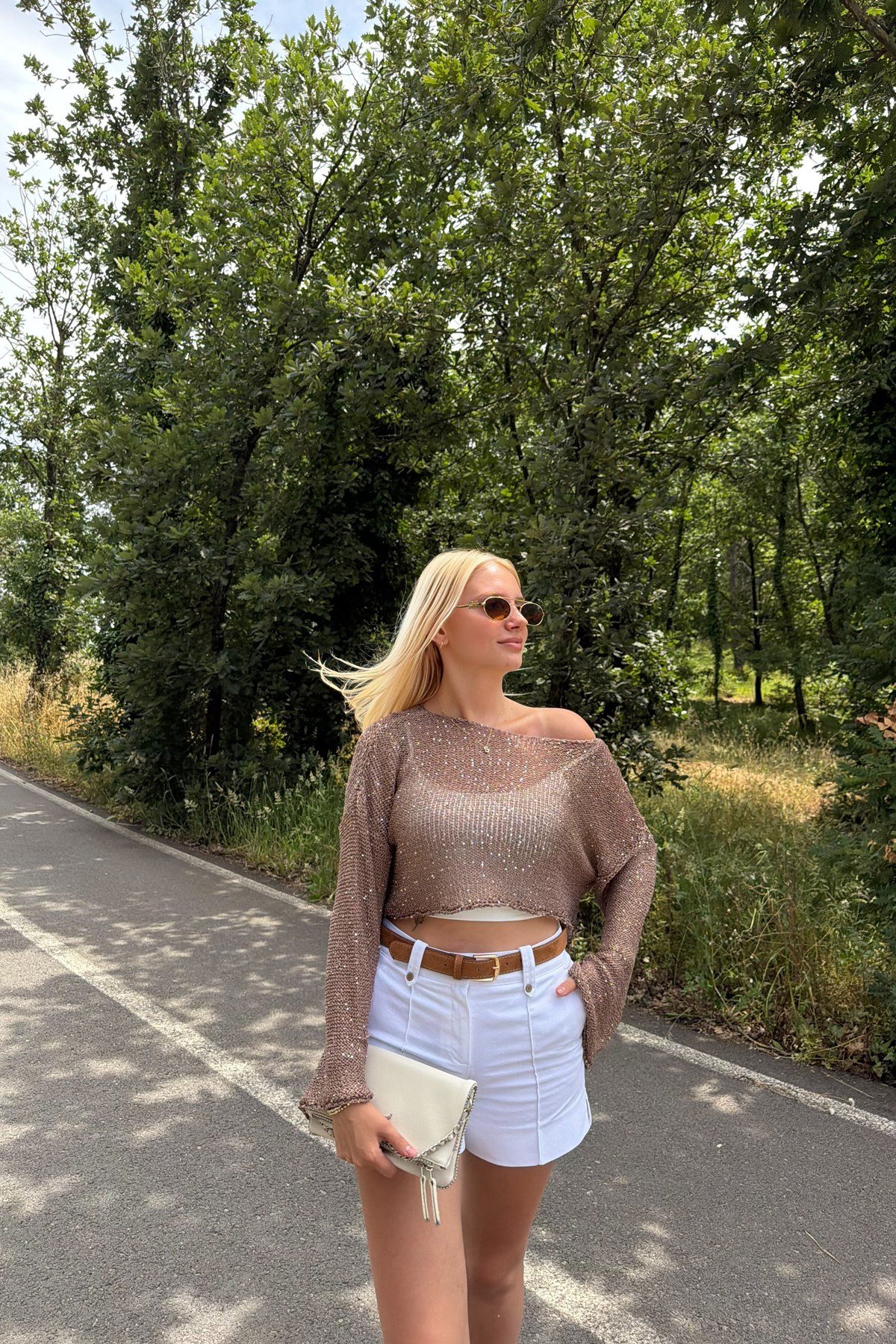 PARLAK TAŞLI BEACH CROP TOP